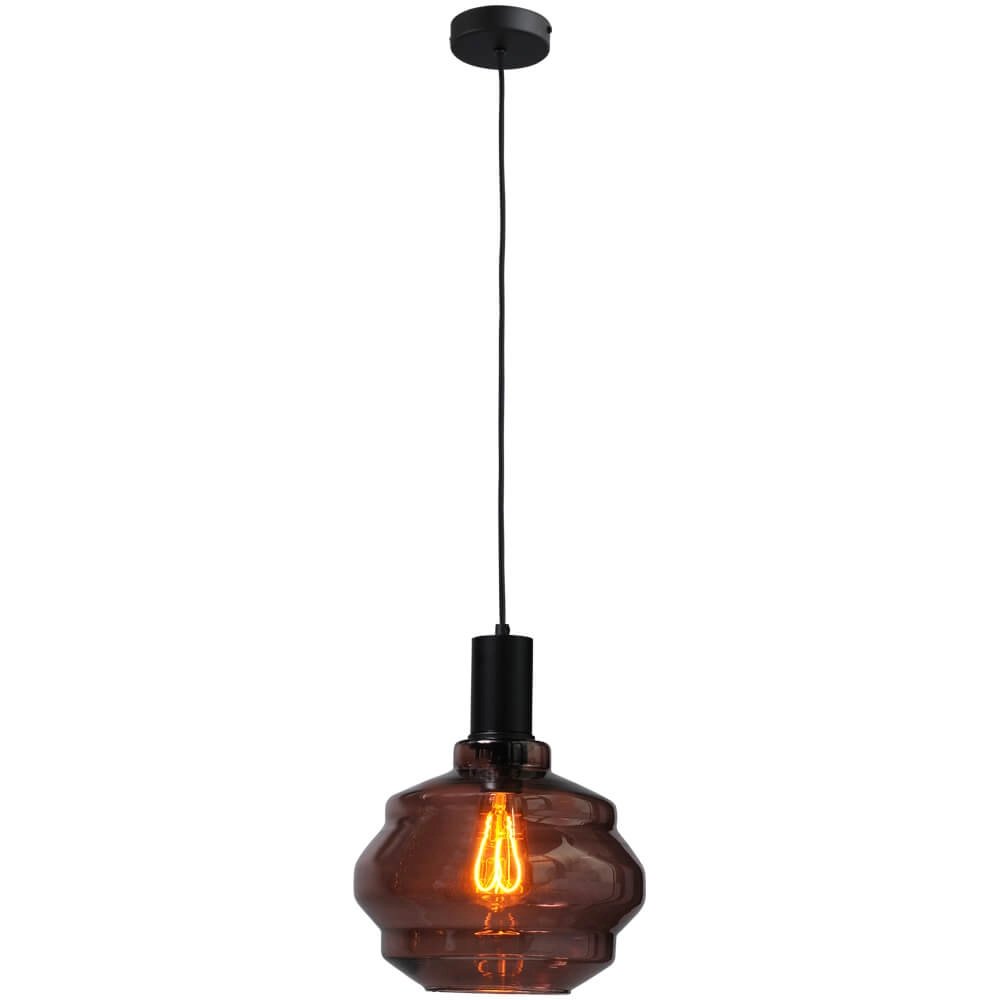 Hängelampe schwarz Porto mit Kugel aus rotem Glas - Ø 24cm Masterlight 8718121269276