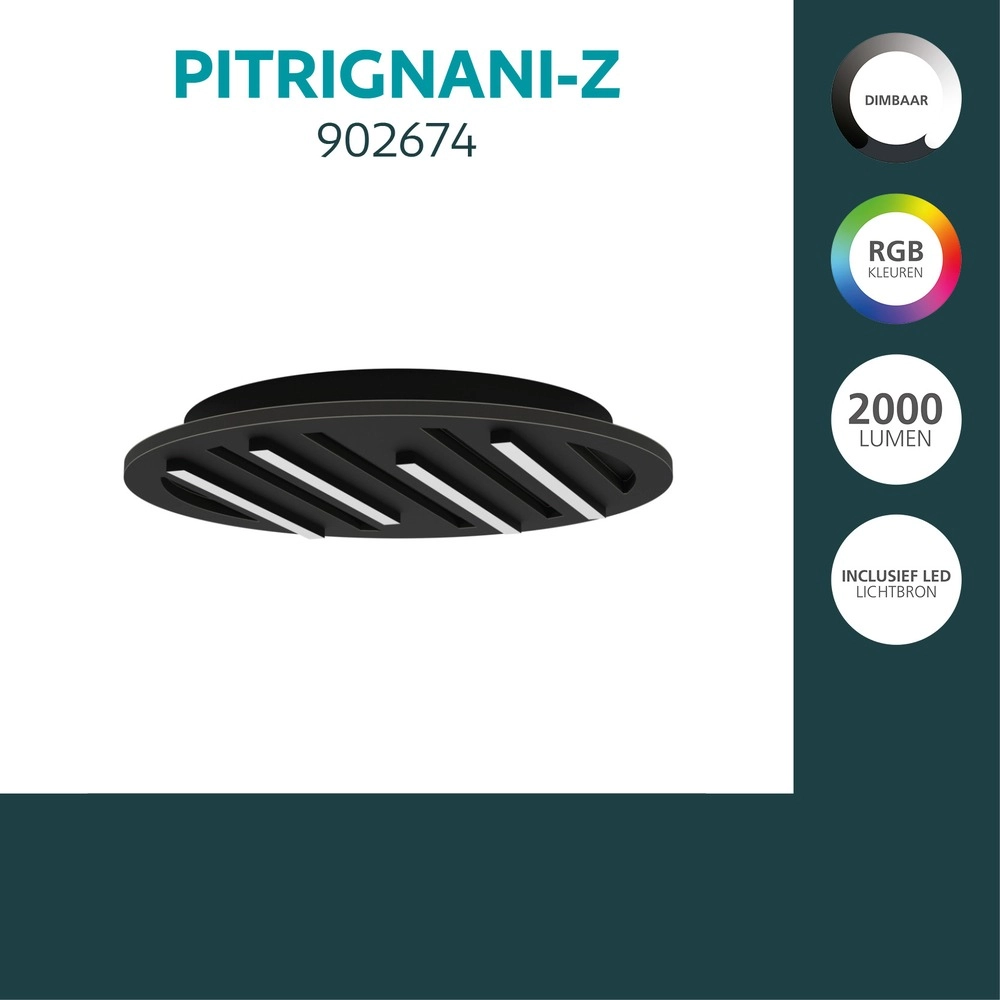 Intelligente Deckenbeleuchtung Pitrignani-Z rund Ø 38 cm schwarz Eglo 9008606390519