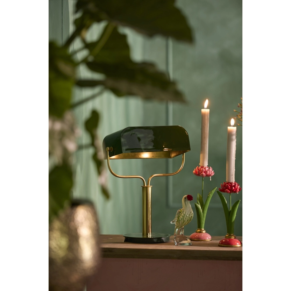 Bankerlampe Ayer Dunkelgrün mit Gold Light & Living 8717807742867