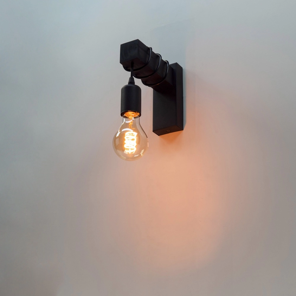 Landwandlampe Townshend Schwarzes Holz Eglo 9002759307387