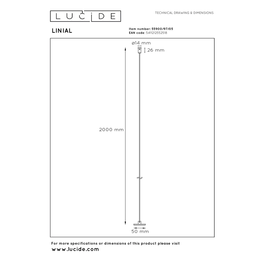 Aufhängeseil für Einphasenschienen Linial Champagner Premium by Lucide 5411212552518