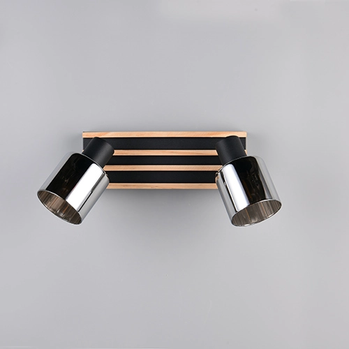 Deckenlampe 2-Leuchten Travia Schwarz mit Holz Trio 4017807682595