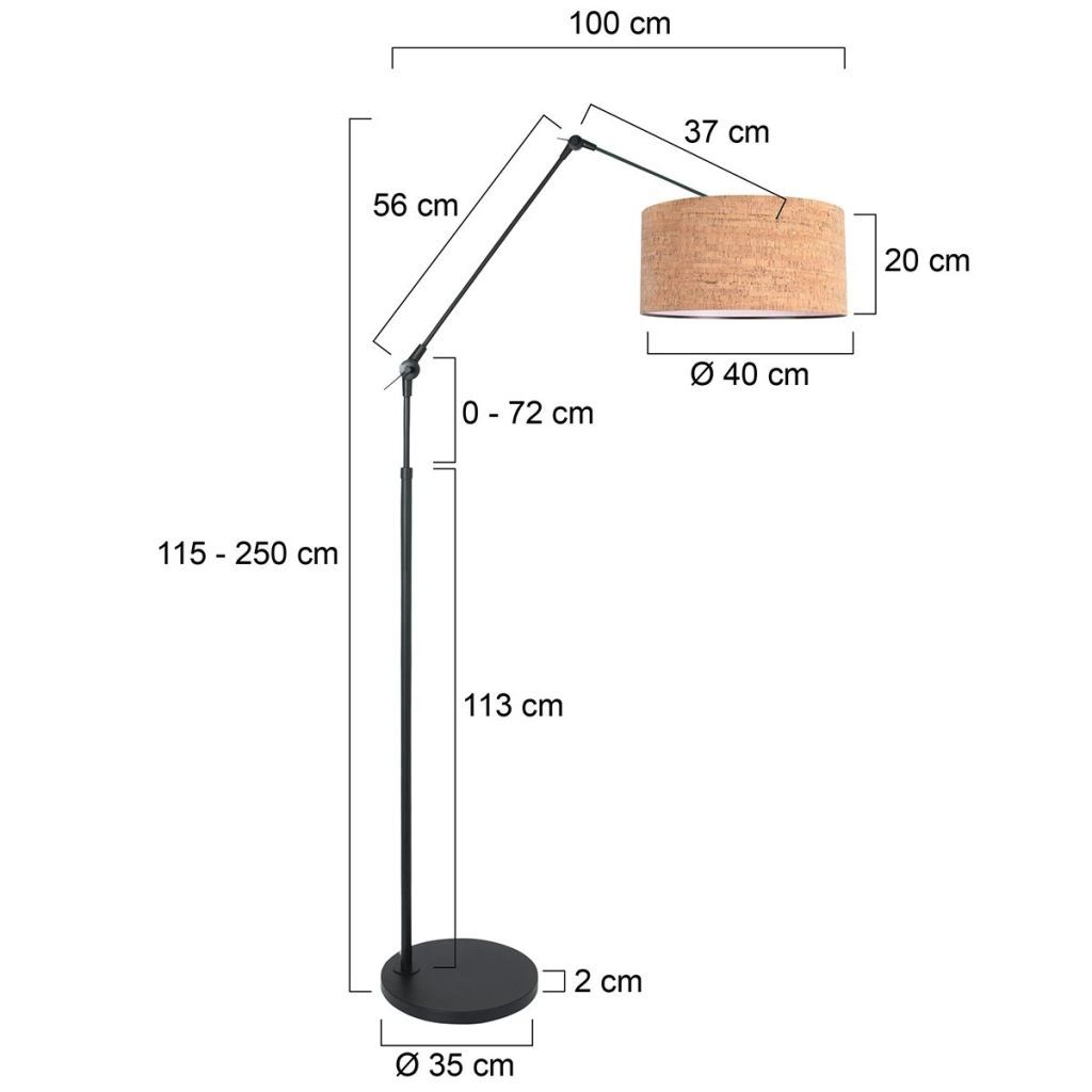 Schwarze Stehlampe Prestige Chic mit Korkkappe Ø40 cm Steinhauer 8712746180527