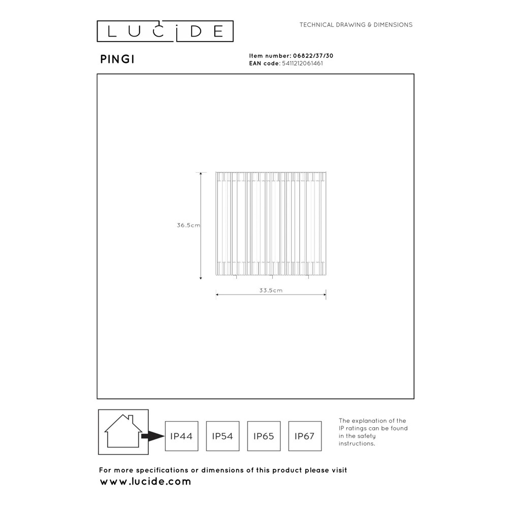 Wiederaufladbare Stehlampe Pingi schwarz 36,5 x Ø 33,5 cm Lucide 5411212061461