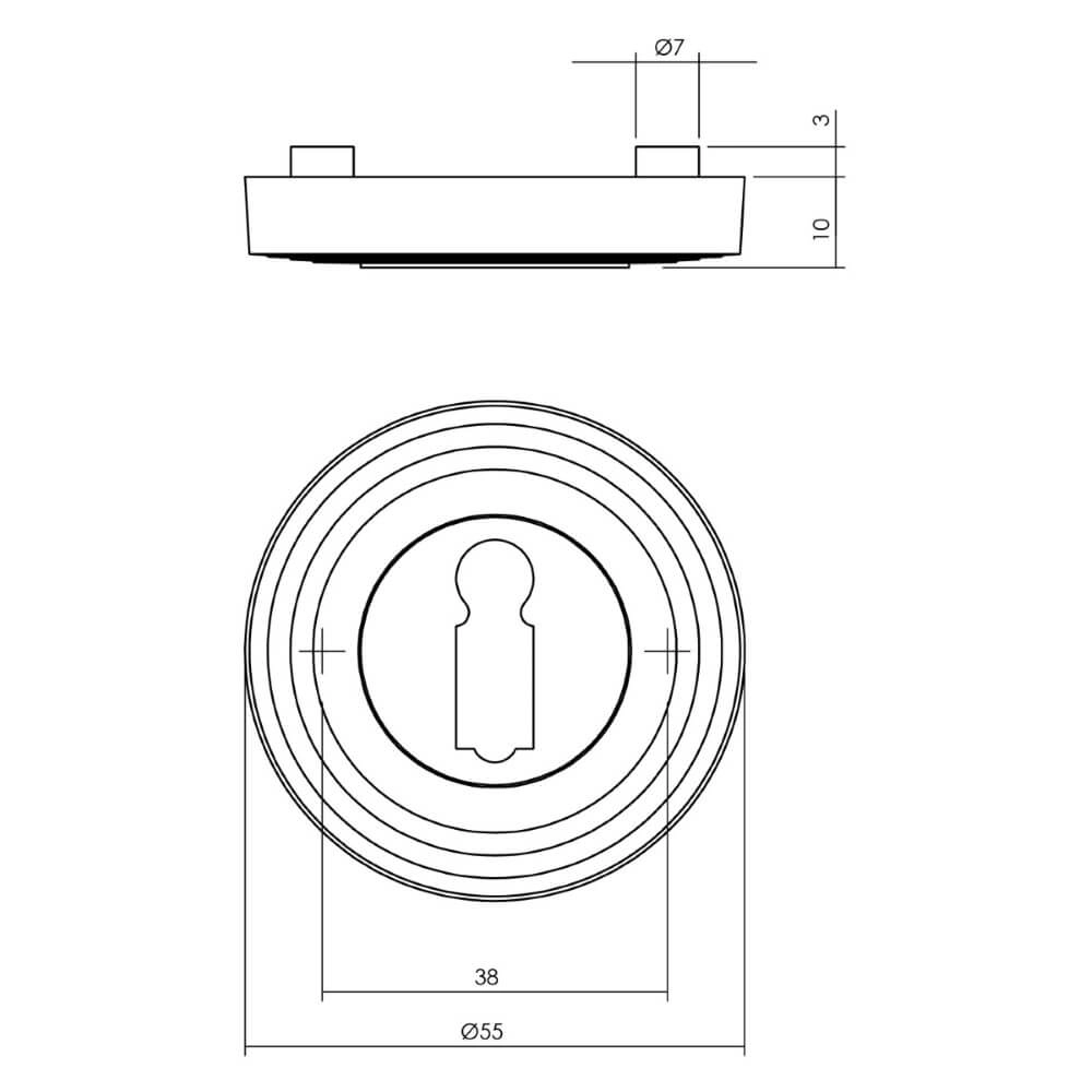 Schlüssel-Rosette Tira Rund altgrau Intersteel 8714186579763