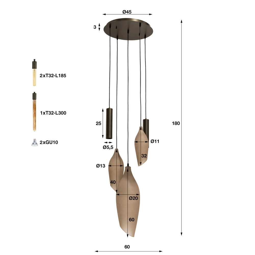 Moderne Pendellampe Cocoon Sienabraun mit mattiertem Glas Lyora 8716803515109
