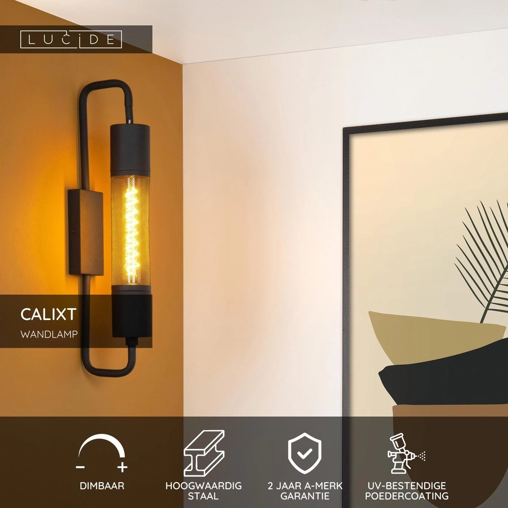 Design-Wandlampe Calixt Schwarz Lucide 5411212051462