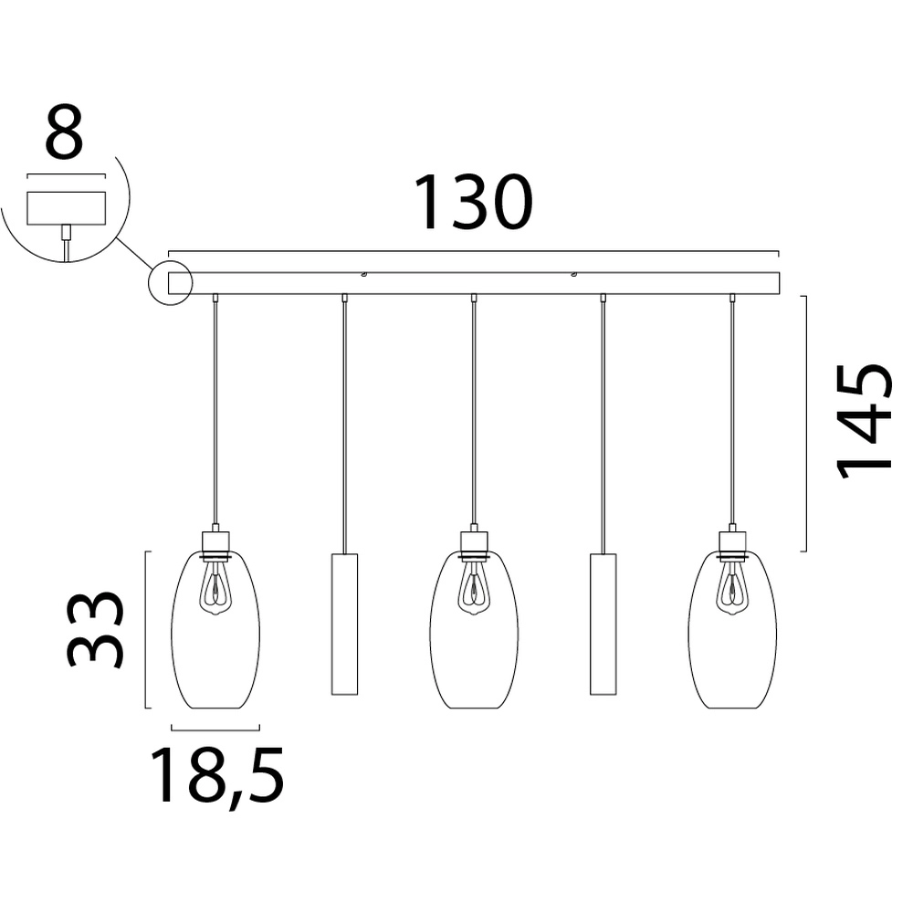 Glas-Pendellampe Olive 3x Ø 18,5 cm – 2x Run-Anhänger – schwarz Masterlight 8718121396842