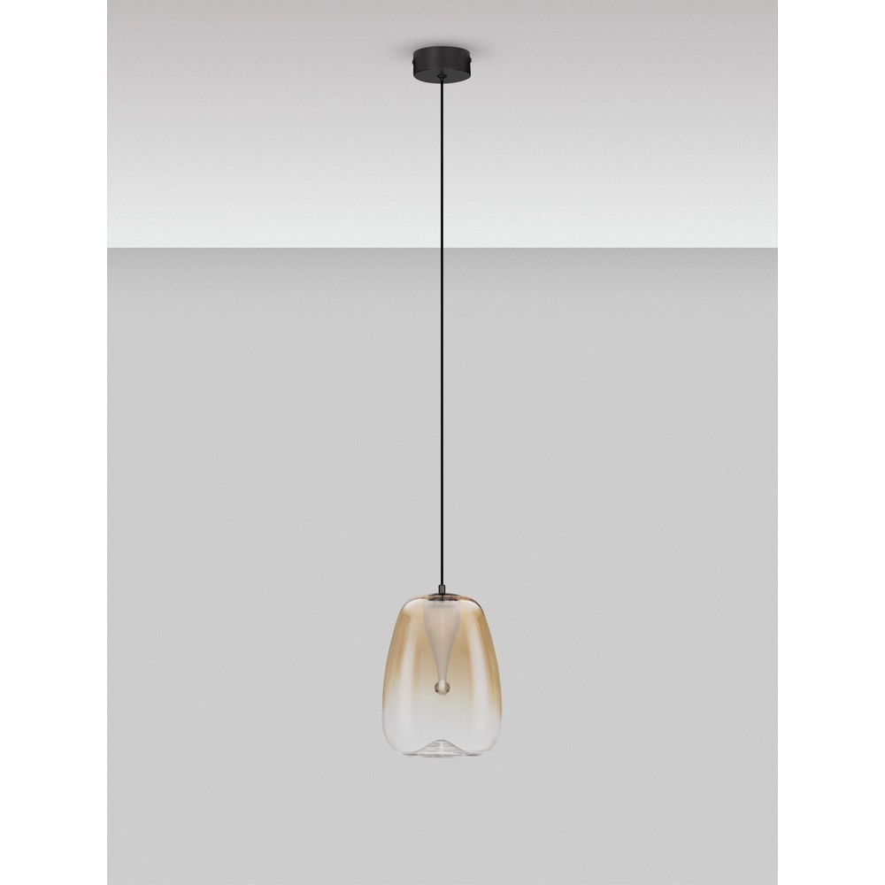 Design-Pendelleuchte Oblo 1-flammiges Braunglas Lyora 5212017474094