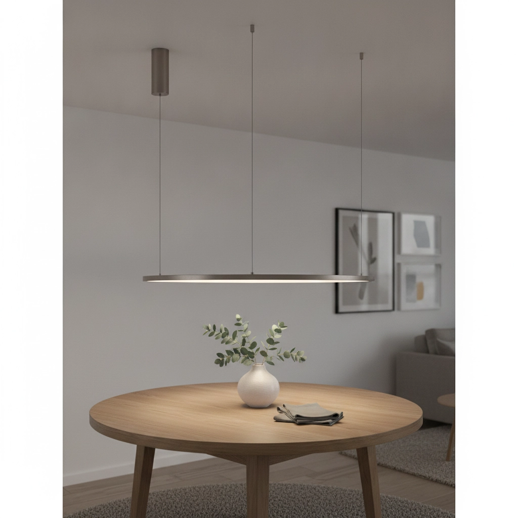 Runde Pendelleuchte Tarquin silbergrau Ø 80cm