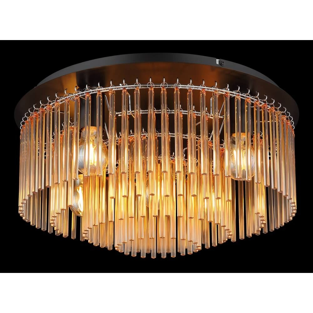Schwarze Deckenleuchte Gorley mit Braunglas Ø 50cm Globo 9007371478002