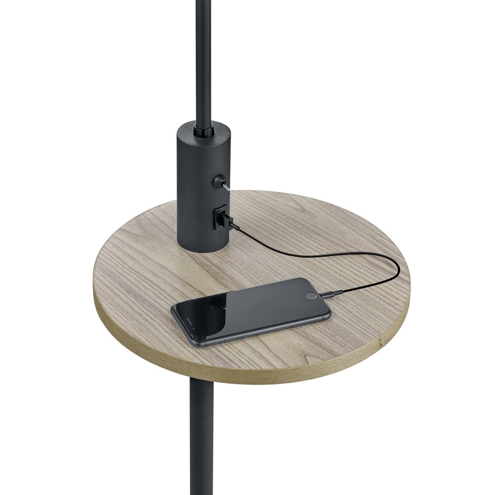 Leselampe Claas Table Schwarz mit Holzbraun und Grau Trio 4017807423228