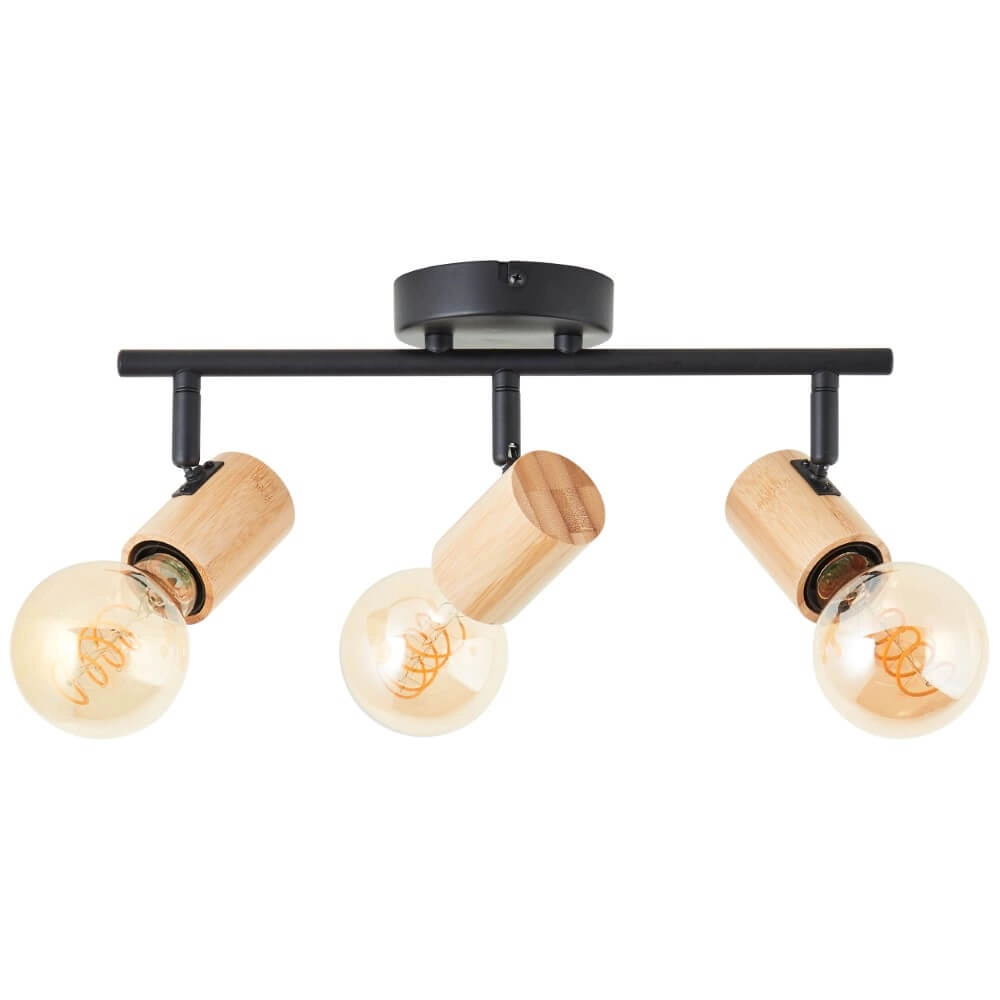 Deckenleuchte Kerry 3-helles Schwarz mit Holz Brilliant 4004353409035