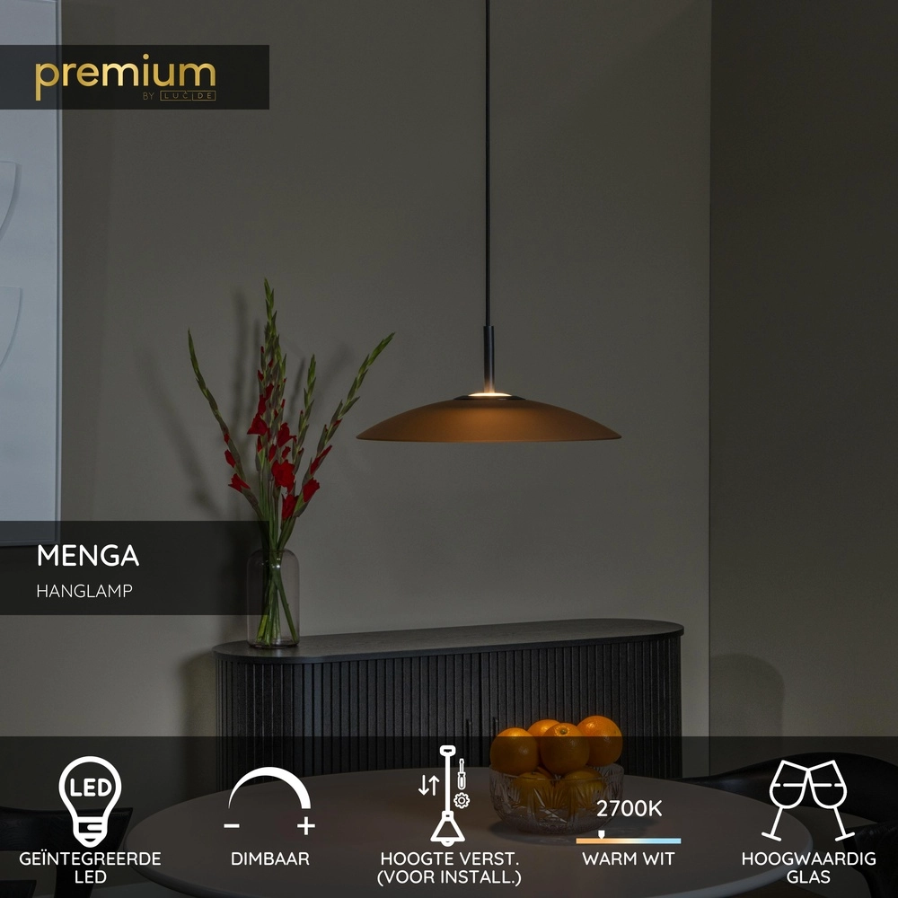 Elegante Pendellampe Menga Ø 40cm Bernsteinglas Premium by Lucide 5411212251190
