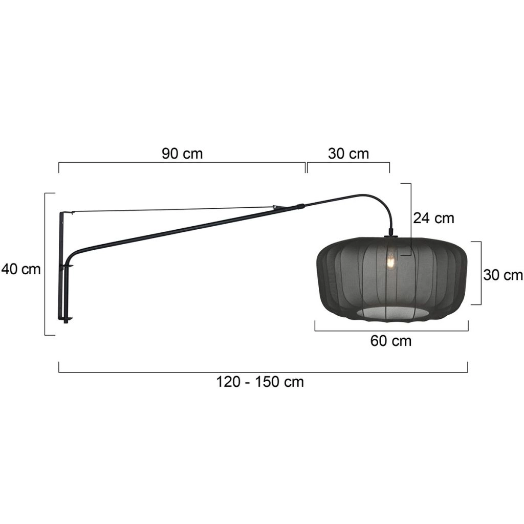 Wandlampe schwarz Vela Lino mit schwarzem Farbton Ø60 cm Steinhauer 8712746182507