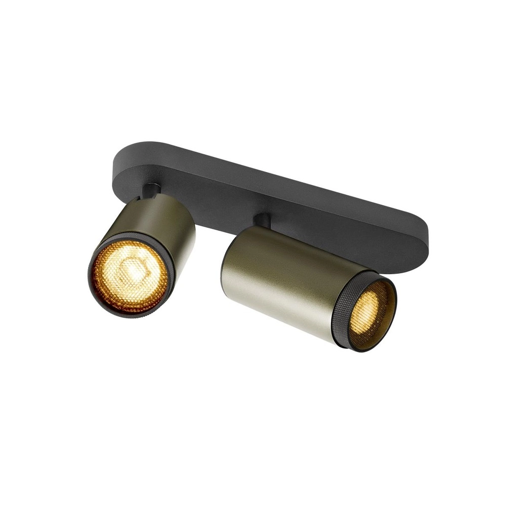 Aufputz-Spot Grip! L 2-flammige Bronze mit schwarzem Ring