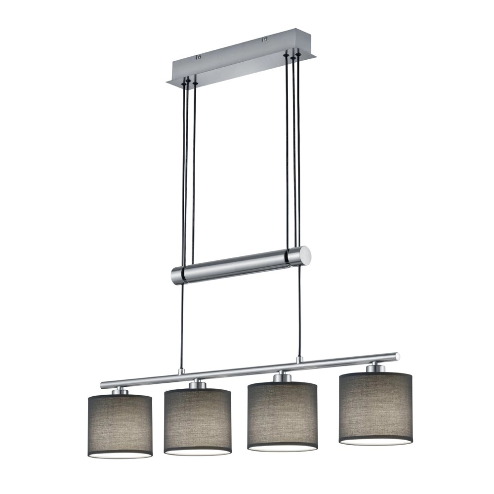 Pendelleuchte Garda 4-Licht-Nickelmatte mit Anthrazit