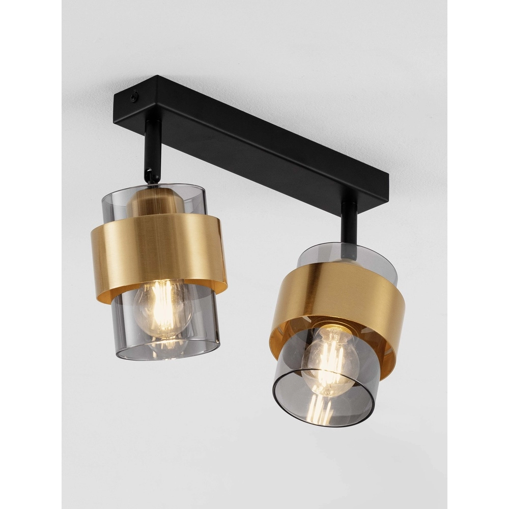 Deckenlampe Sianna 2-flammig schwarz mit gold