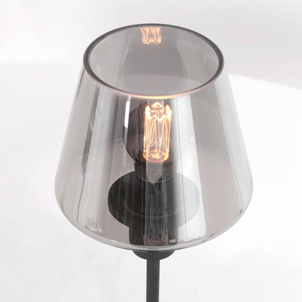 Schwarze Tischlampe Ancilla mit Rauchglas Steinhauer 8712746146790