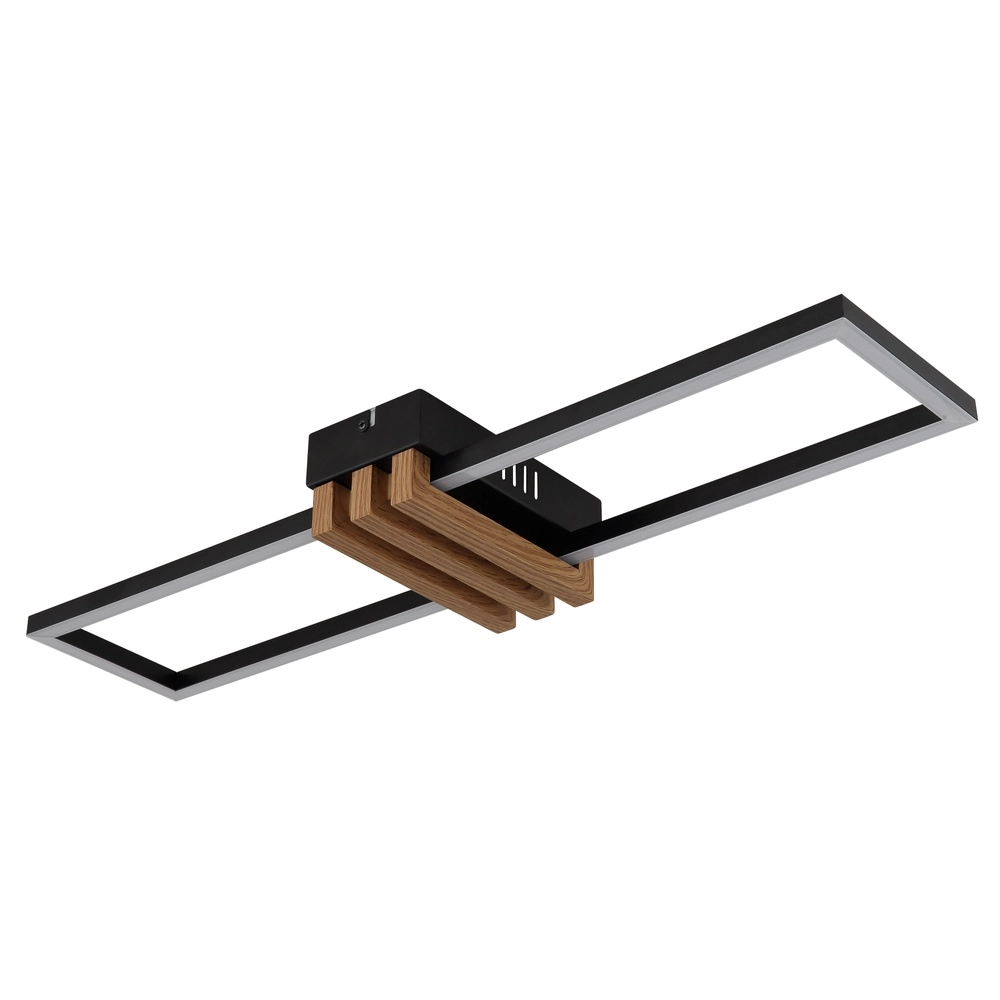Moderne Deckenlampe Dakari I Schwarz mit Holz 60 cm Globo 9007371522781