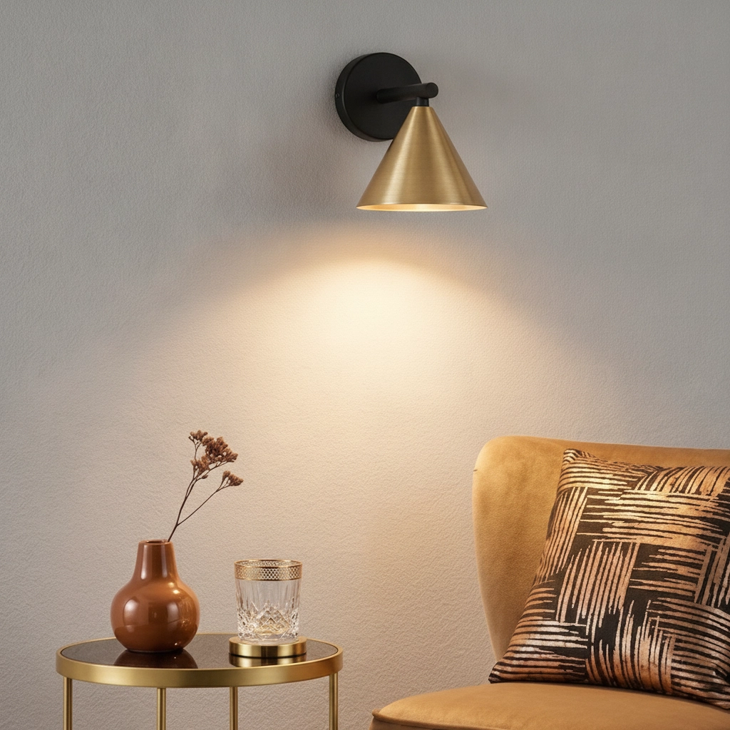 Wandleuchte Conico Single schwarz mit gold