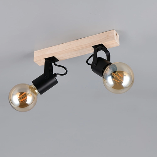Doppeldeckenlampe Lynar Schwarz mit Holz Trio 4017807670721