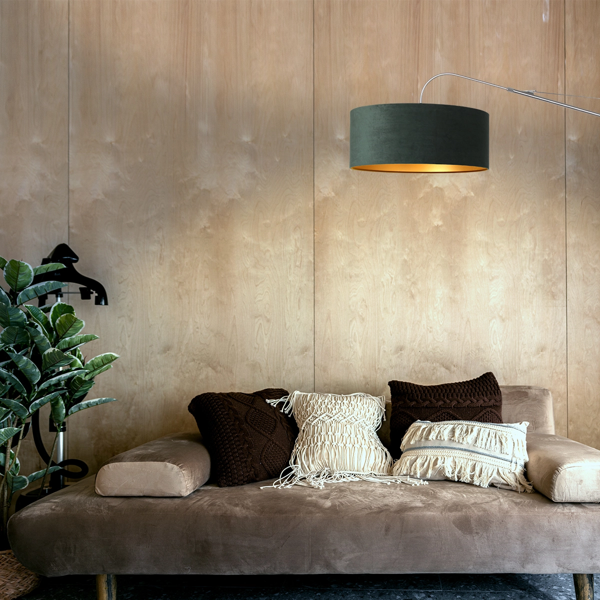Wandlampe Elegant Classy 50 cm Edelstahl mit grünem Samtschirm Steinhauer 8712746146004