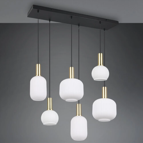Hängelampe für das Esszimmer Diva 6-flammig – weißes Glas Trio 4017807614510