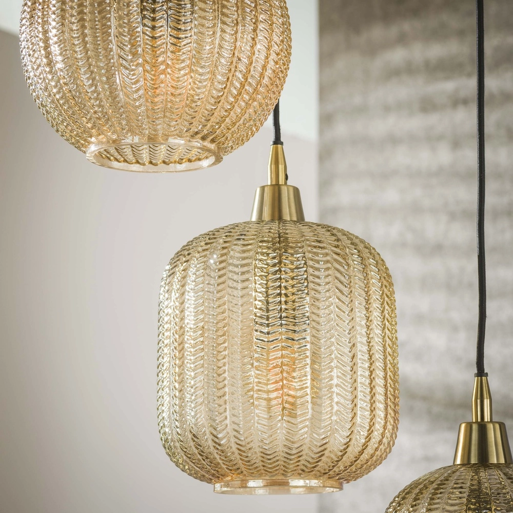 Essaal-Pendellampe V-Shape 5-Licht – geripptes Glas Lyora 8716803511156