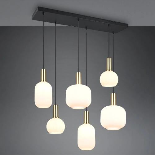 Hängelampe für das Esszimmer Diva 6-flammig – weißes Glas