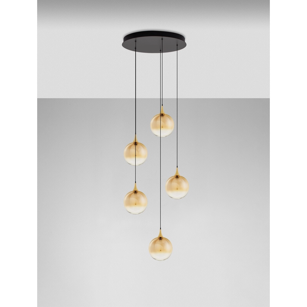 Pendelleuchte Orenda rundes 5-flammiges Braunglas Lyora 5212017477651