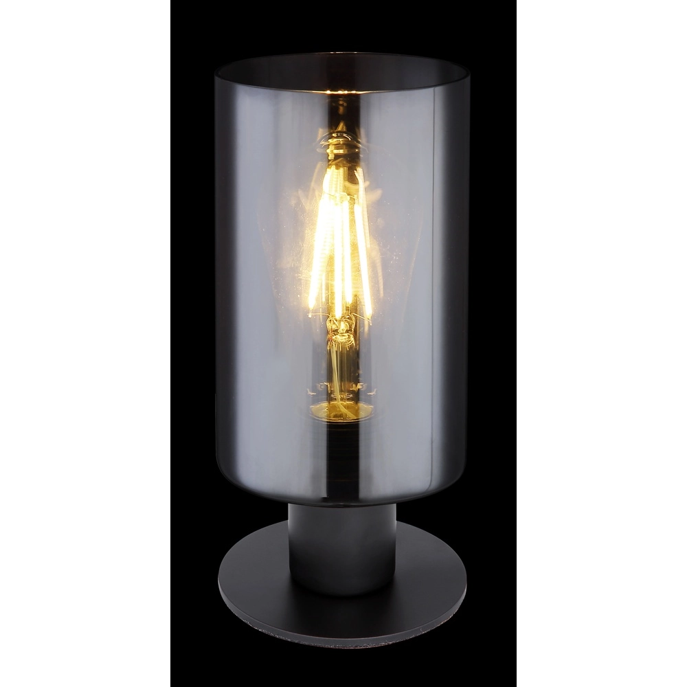 Tischlampe Hadera Schwarz mit Rauchglas Globo 9007371405848