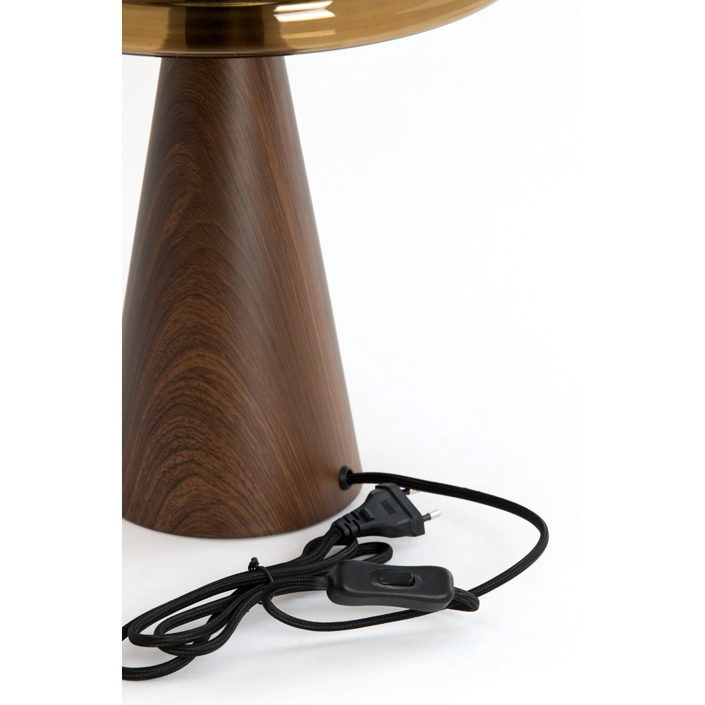 Tischlampe Mueda mit braunem Glas und dunklem Holz Light & Living 8717807760922
