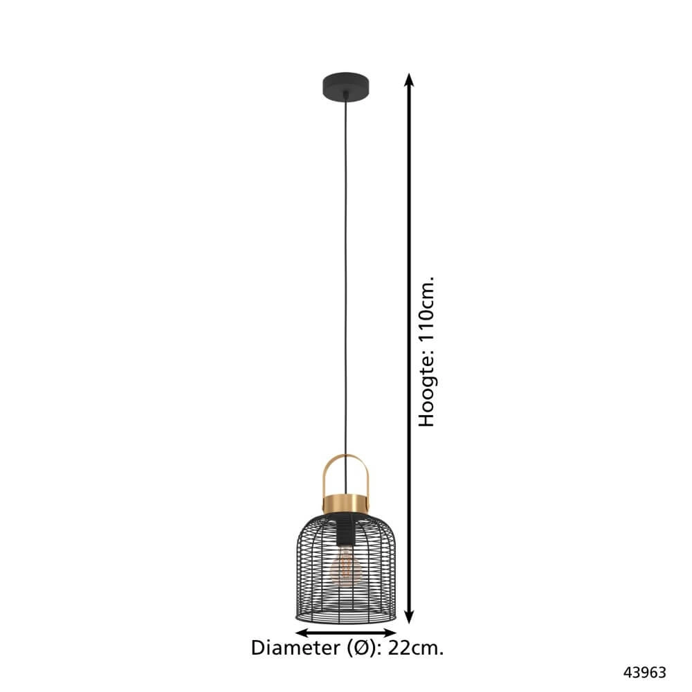 Drahtlampe Roundham Ø 22cm - Schwarz mit Gold Eglo 9002759439637