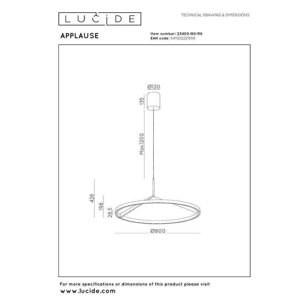 Elegante LED-Pendelleuchte Applause Kupfer – Ø 80 cm Premium by Lucide 5411212221858