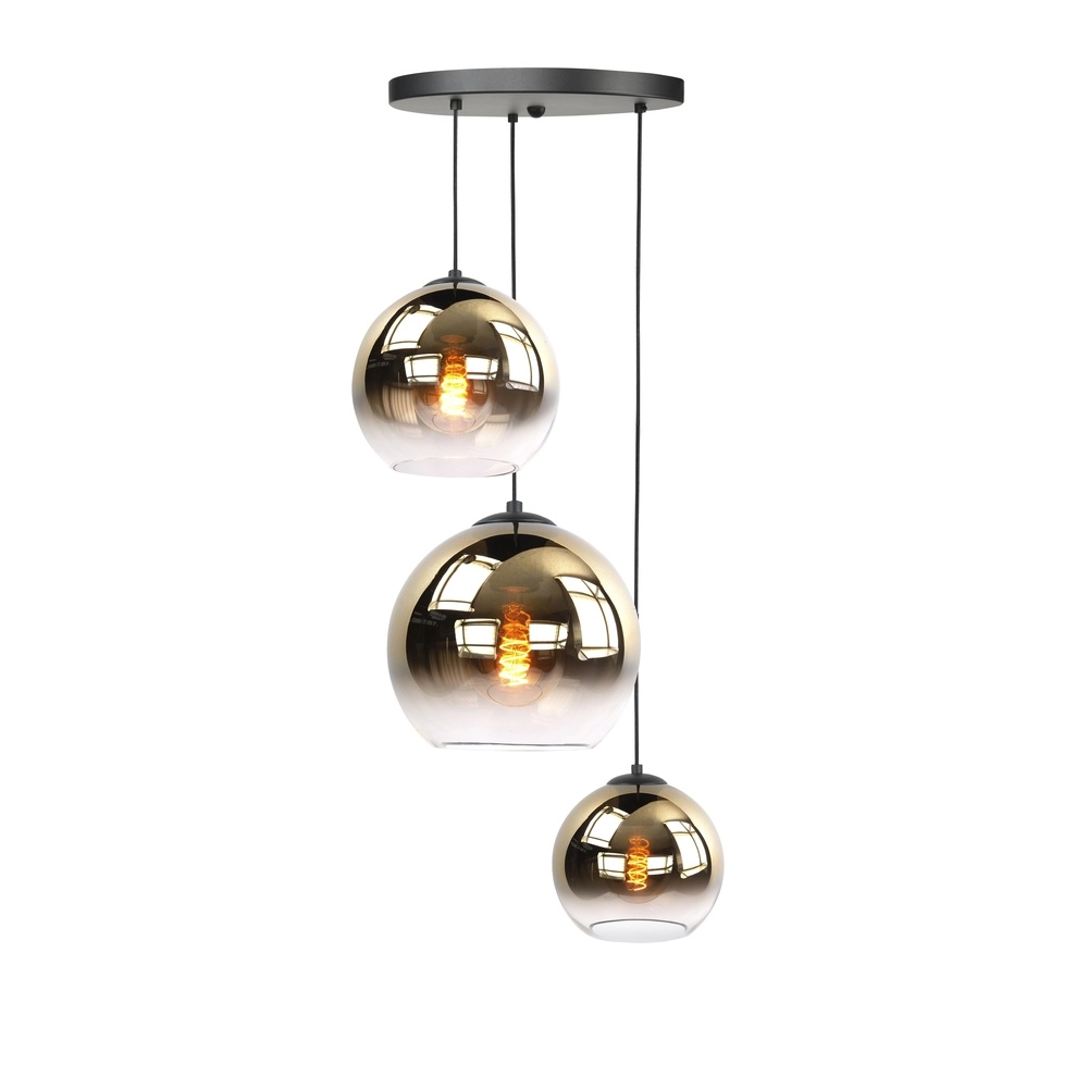 3-flammige Pendelleuchte Fantasy schwarz mit gold
