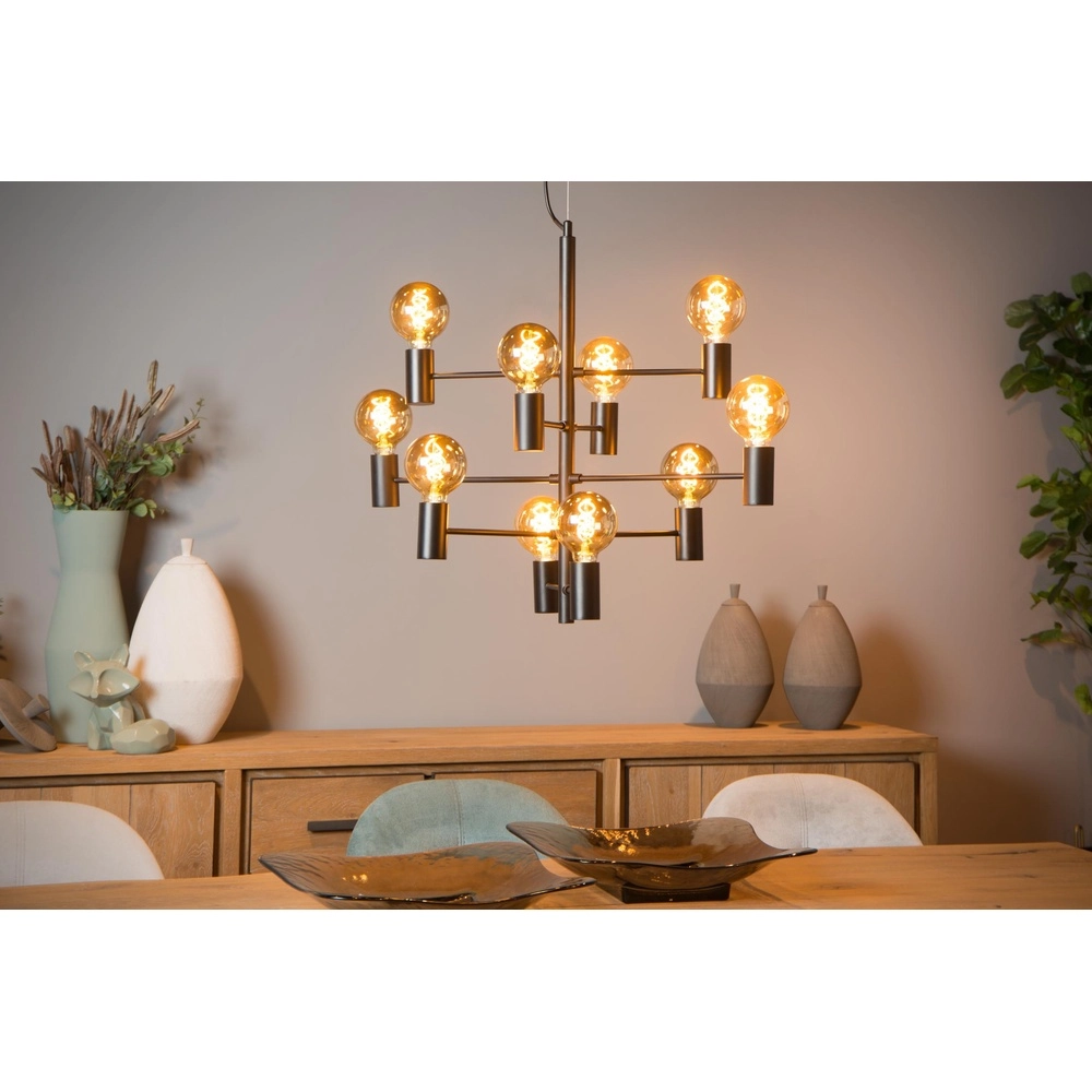 Pendellampe Leanne 10-Licht Schwarz Lucide 5411212211101