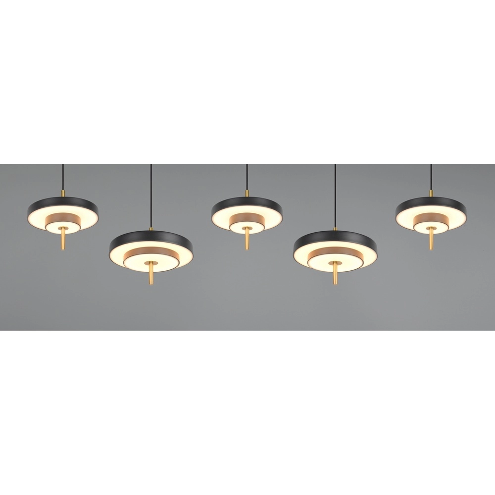 5-flammige Pendelleuchte Keaton schwarz mit gold Trio 4017807655483