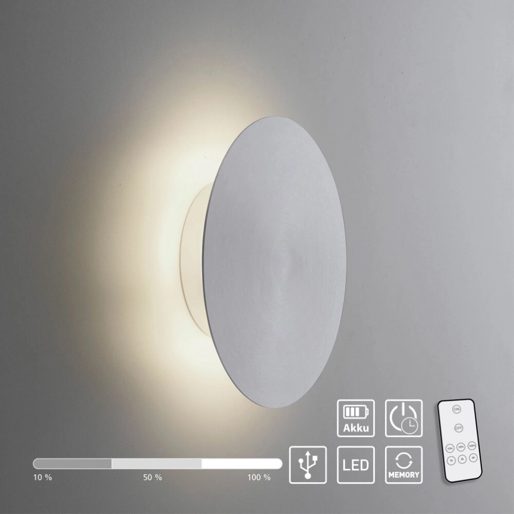 Design-Wandleuchte Akku Puntua Ø 18cm Aluminium Paul Neuhaus 4012248372500