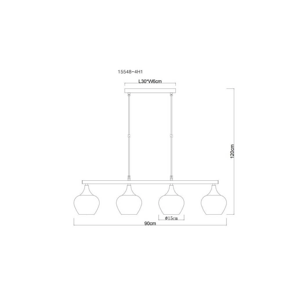 4-flammige Pendelleuchte Maxy schwarz mit Rauchglas Globo 9007371471188