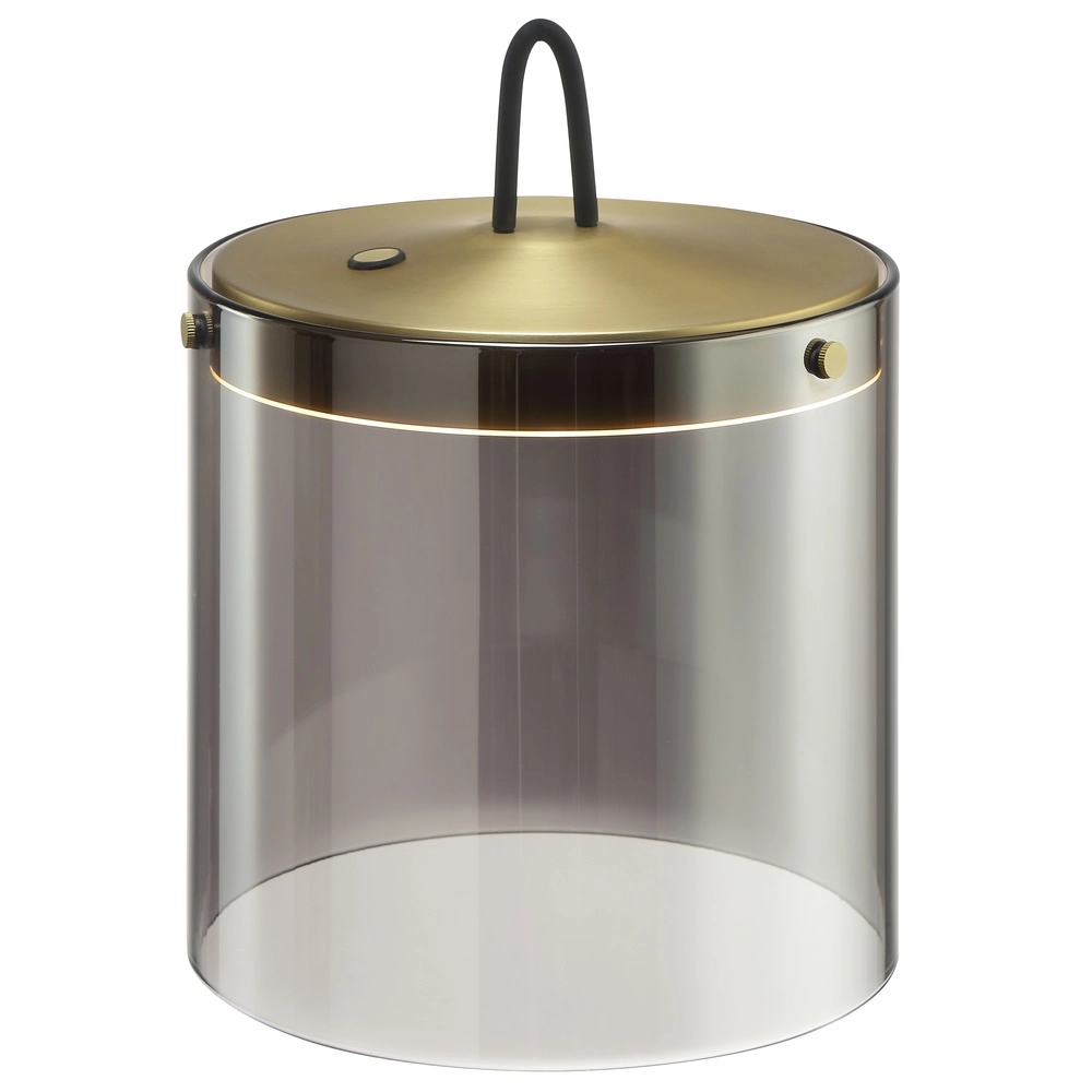 Tischlampe Lumeo Messing mit Rauchglas Ø 20cm