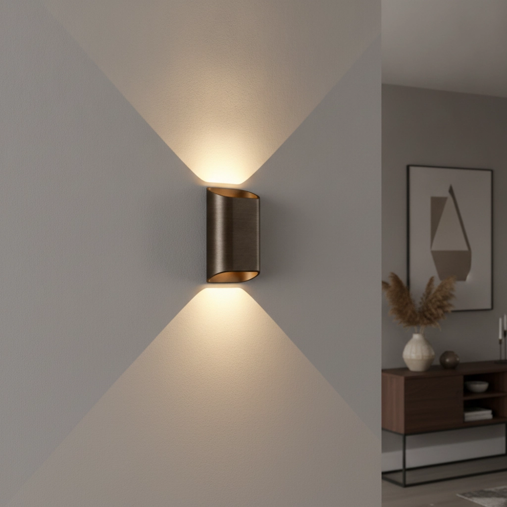 Design-Wandlampe Diaz-S Schwach bis warm, dunkel antikbraun