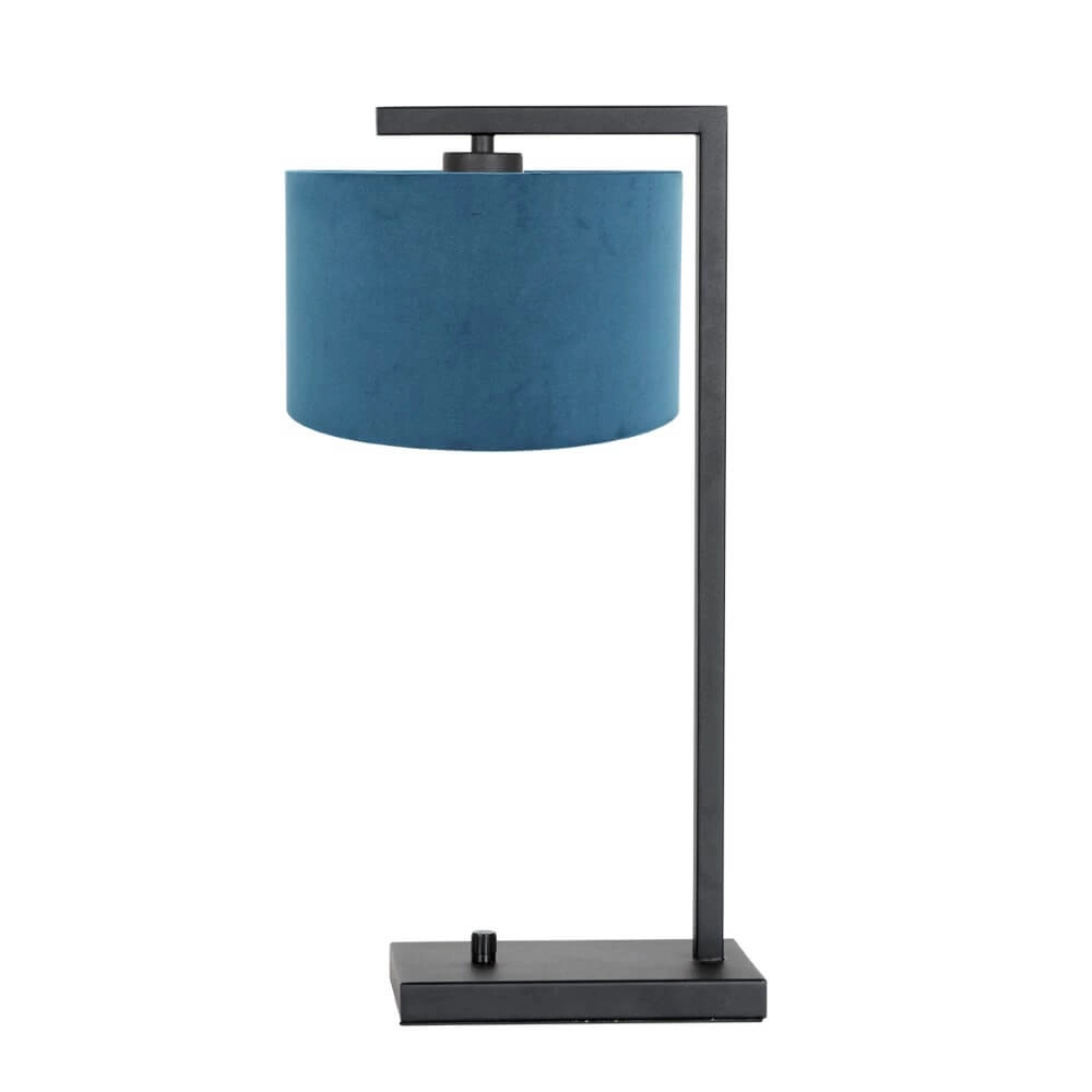 Moderne Tischlampe Stanger schwarz mit blauem Samt Steinhauer 8712746152111
