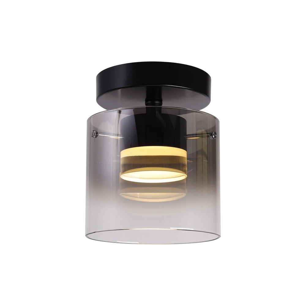 Deckenlampe Salerno schwarz mit Rauchglas