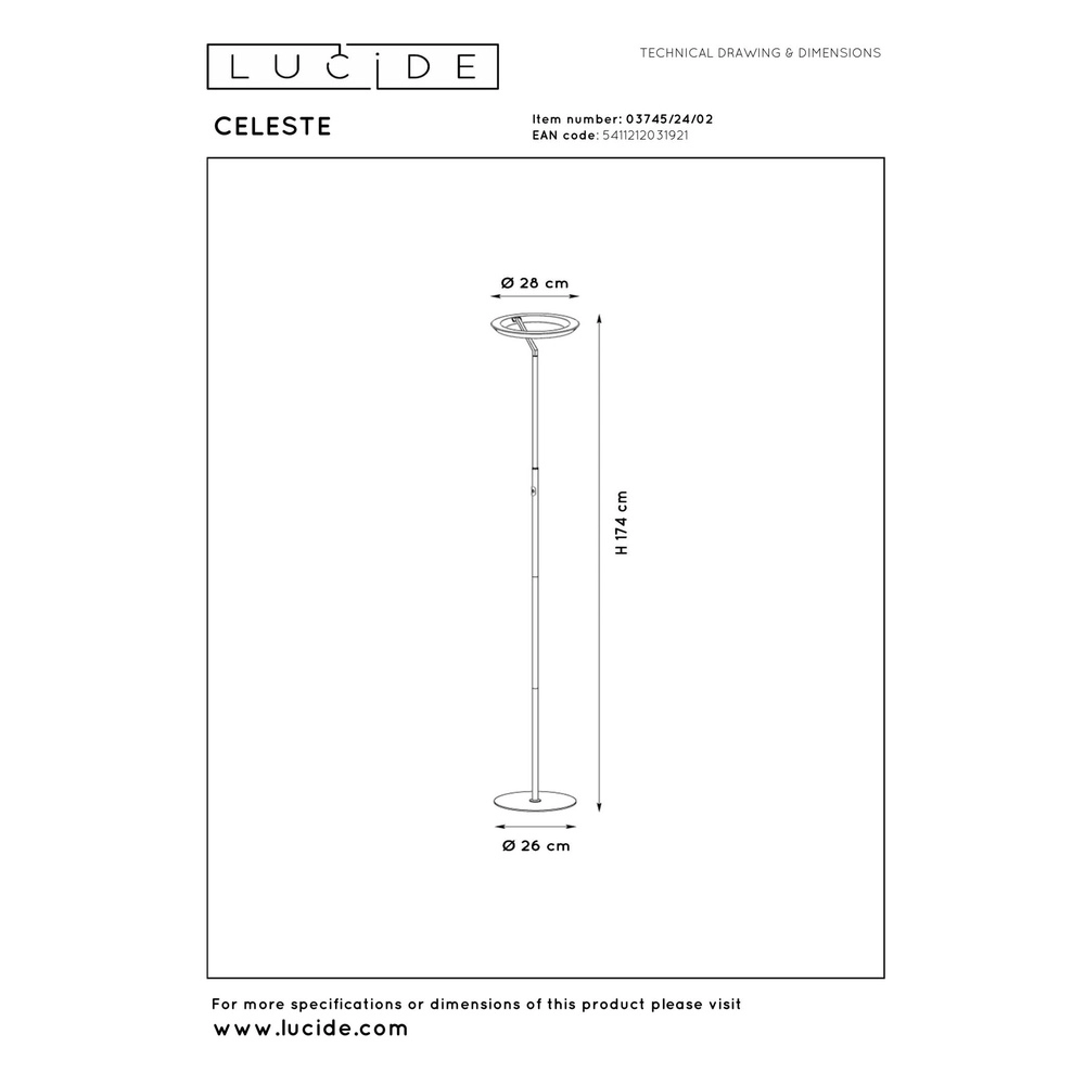 Design-Stehlampe Celeste gold Ø 28 cm Lucide 5411212031921