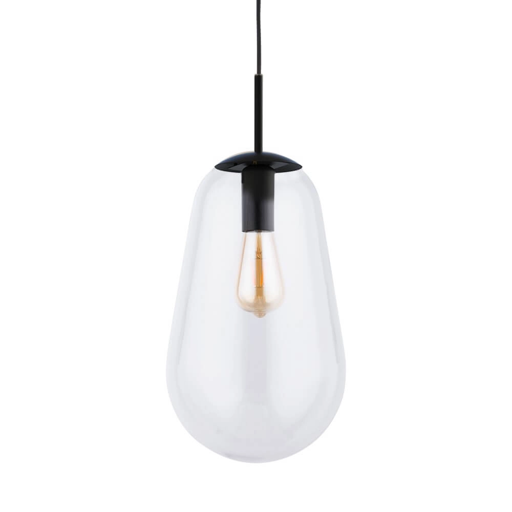 Ø 22cm Hängelampe Pear Medium schwarz mit klarem Glas