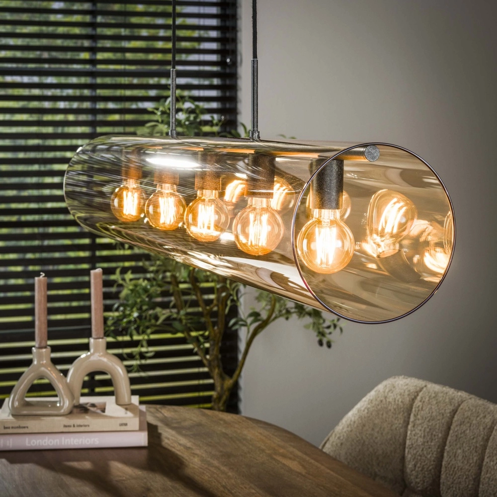 Glas-Pendellampe Tube 120 cm – bernsteinfarbenes Glas Lyora 8716803511774
