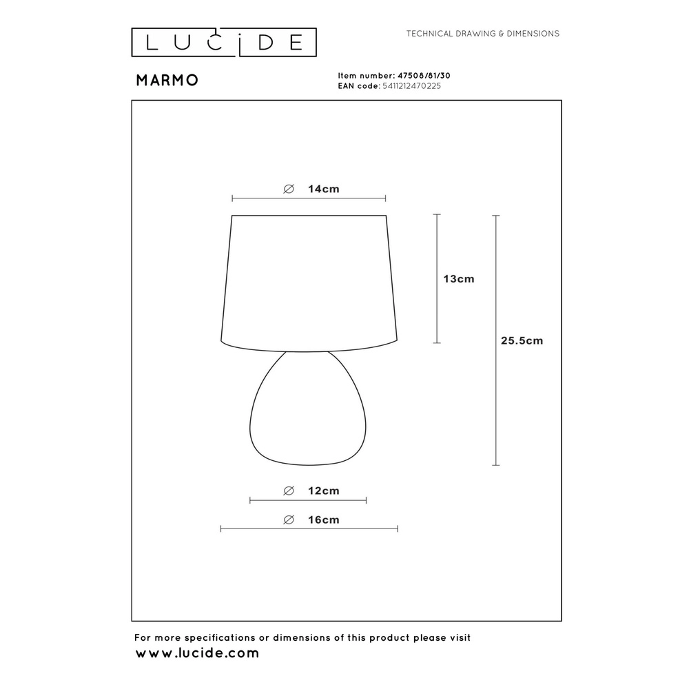 Tischlampe Marmo Schwarz Lucide 5411212470225
