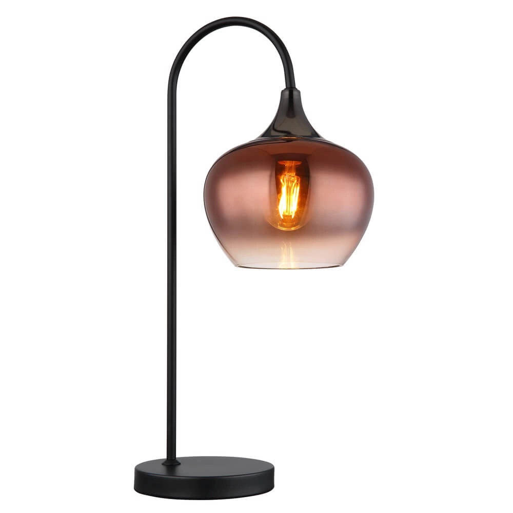 Schwarze Tischleuchte Maxy mit rotem Glas einzeln