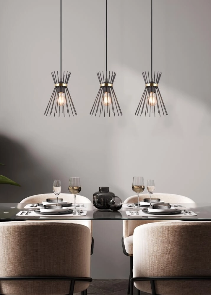 Pendelleuchte Rod Design schwarz 3-flammig Trio 4017807576771